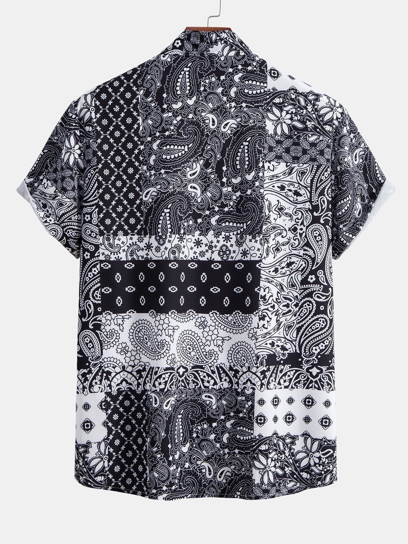 Paisley Floral Patchwork Print Button Up Shirt & Shorts
