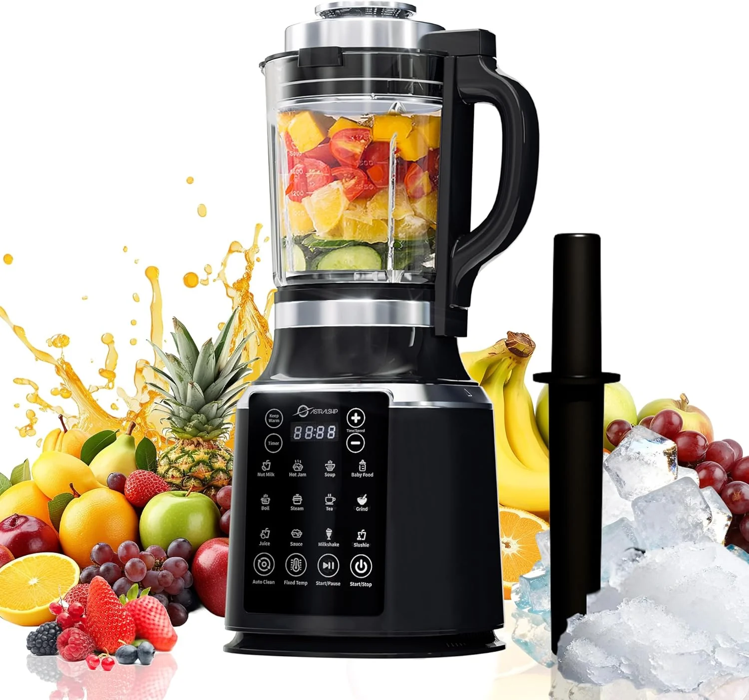 Glass Blenders for Kitchen �?Stainless Steel Professional Blender for Smoothies 1500W Motor, Food Processor Combo 9 Adjustable Speeds, 14 Preset Programs, BPA-Free Glass Jar blender, Nut Milk, Soups