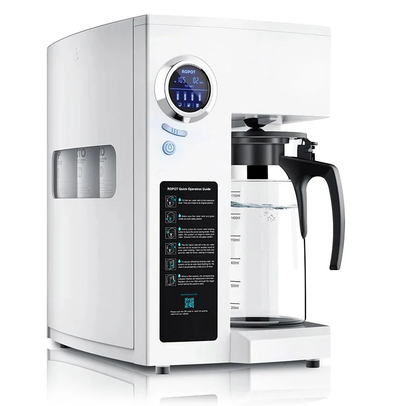 RO100ROPOT-UV Reverse Osmosis System Countertop Water Filter - 6 Stage Purification with UV and Remineralization, Counter RO Filtration, Portable Water Purifier