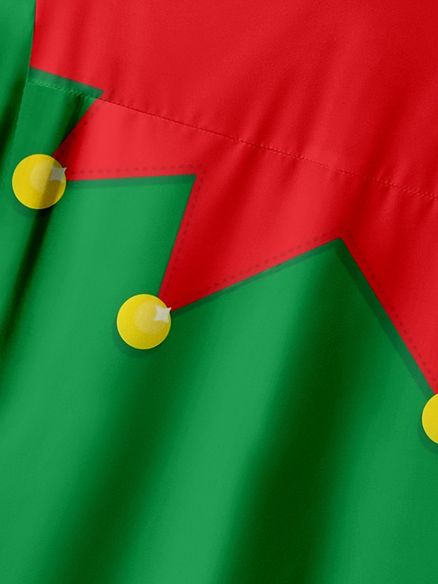 Christmas Elf Chest Pocket Short Sleeve Shirt