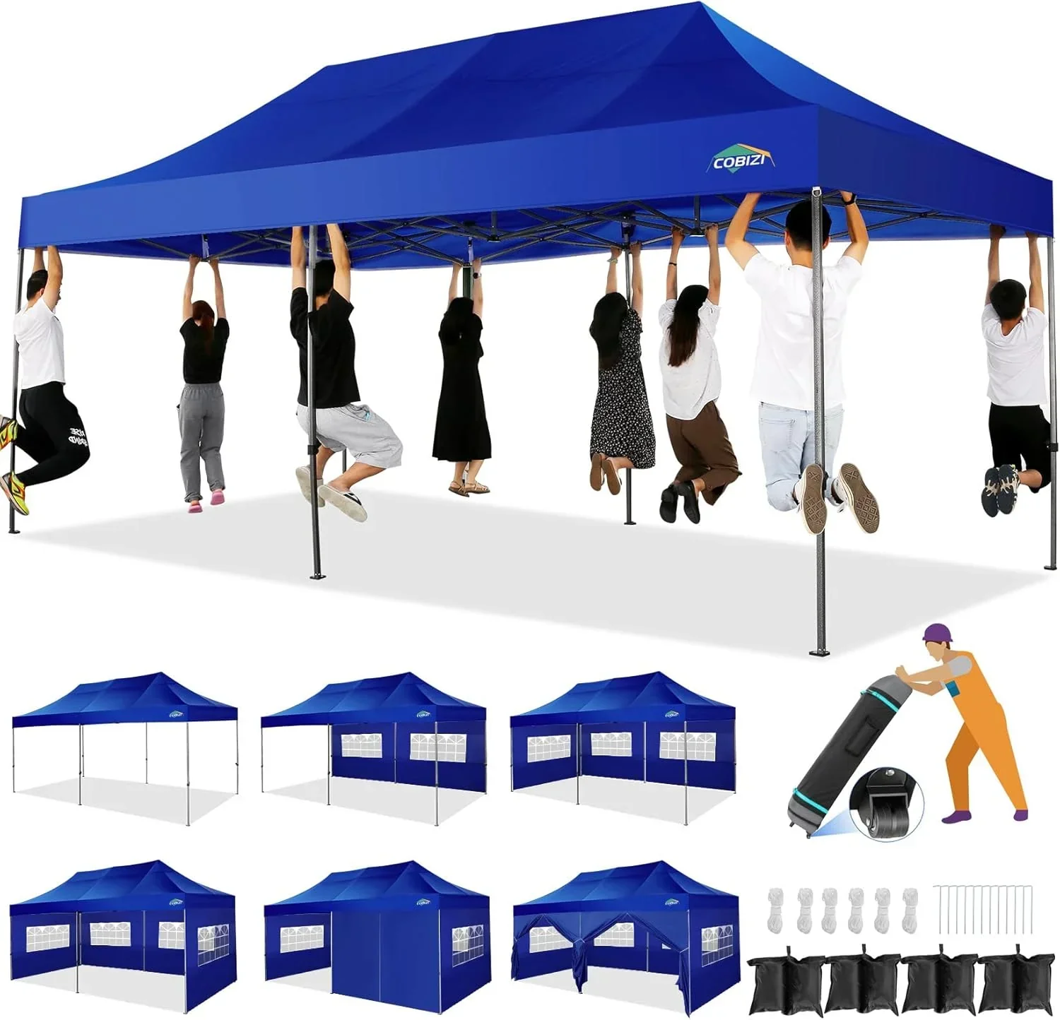 COBIZI 10x20 Heavy Duty Pop up Canopy Tent 6 sidewalls Commercial Canopy Wedding Party Tents
