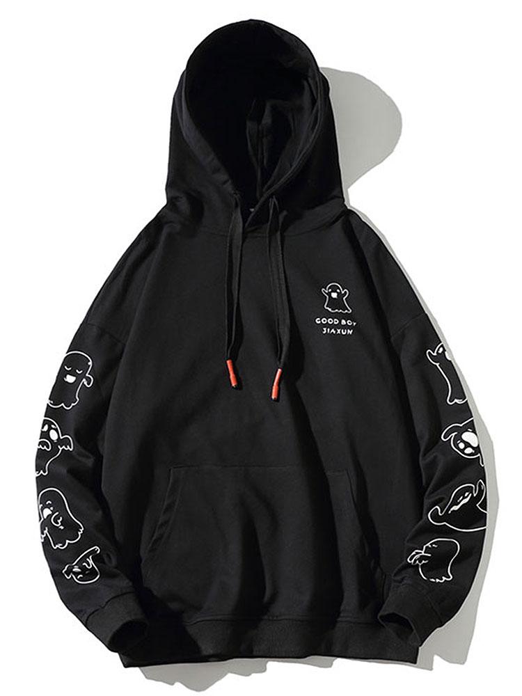 Relax Fit Ghost Print Hoodie