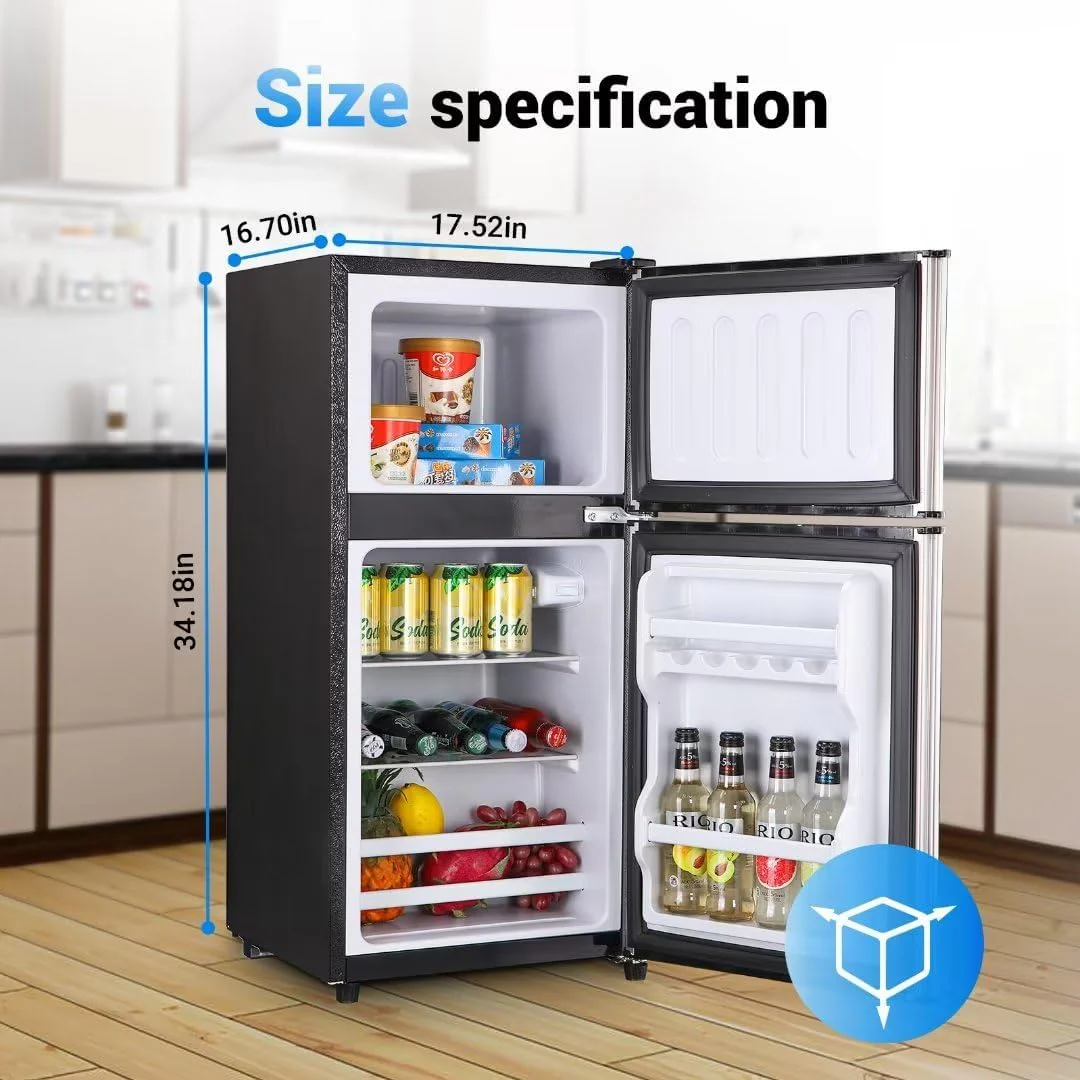 Apartment Size Refrigerator, 3.5 Cu.Ft Samll Refrigerator with Freezer Suitable for Home and Apartments, Freestanding
