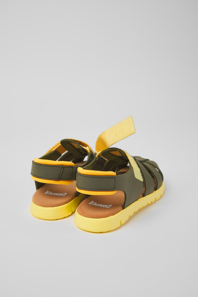 Caterpillar Green and Yellow Leather Sandals for Boys