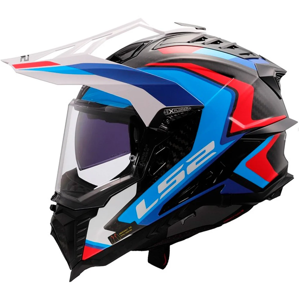 CASCO LS2 MX701 CARBON EXPLORER FRONTIER II BLANCO / AZUL
