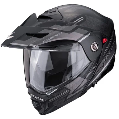 CASCO TRAIL MODULAR SCORPION ADX2 CARRERA NEGRO MATE / PLATA