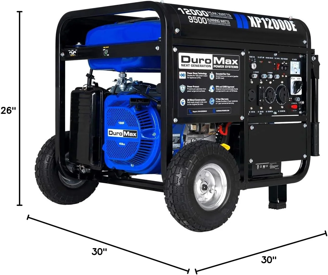 13,000-Watt Dual Fuel Portable Generator - Gas & Propane, Electric Start, Whole Home Backup Power, Transfer Switch Ready, RV & Emergency Ready