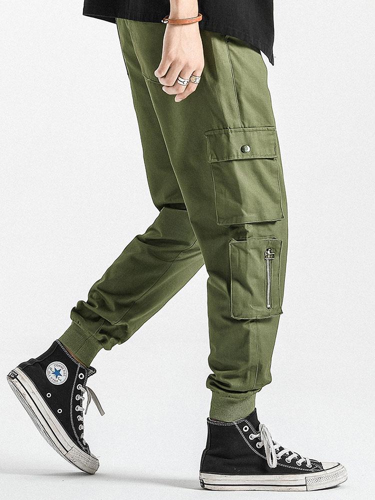 Drawstring Elastic Waist Cargo Joggers