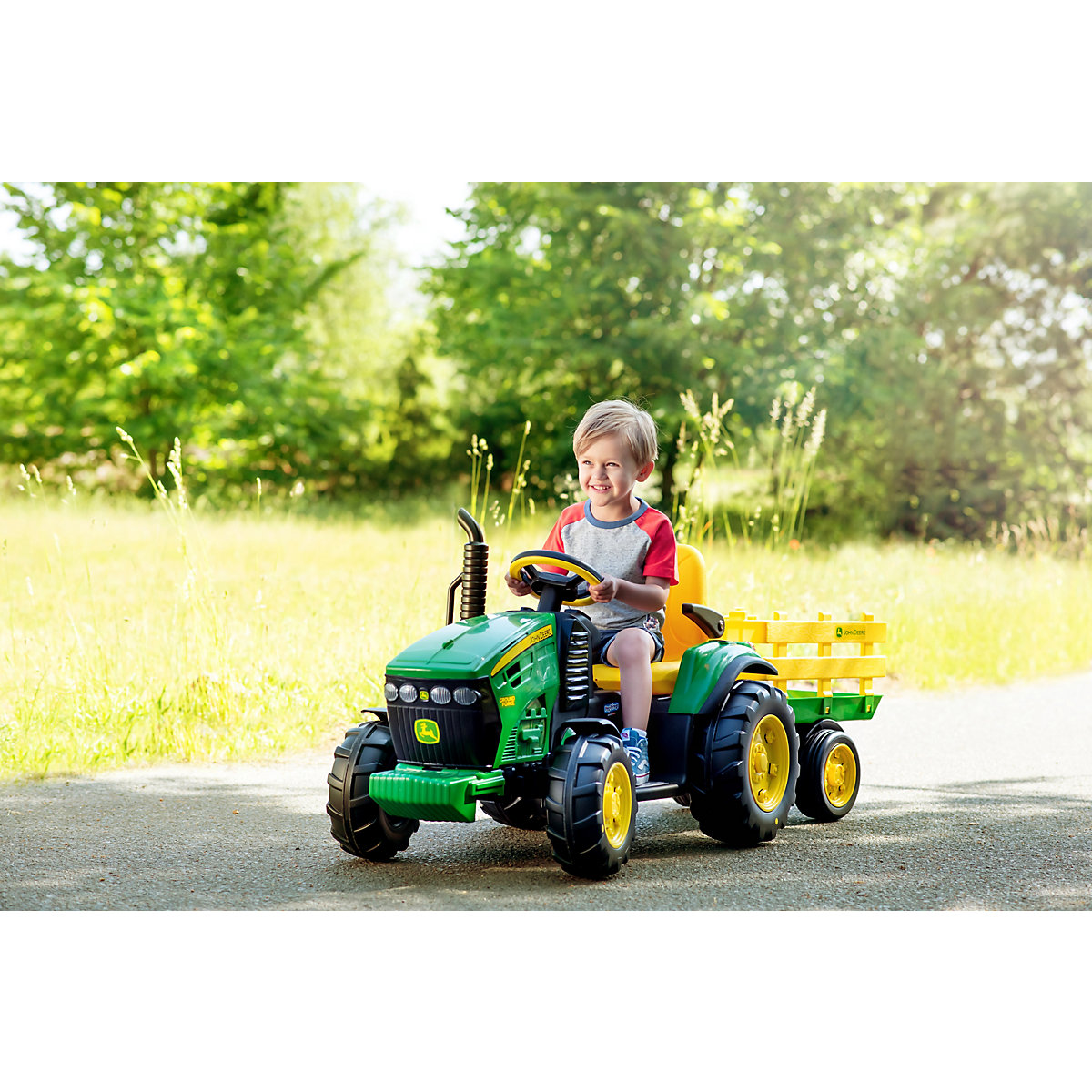 John Deere Elektrofahrzeug mit Anhnger 12V