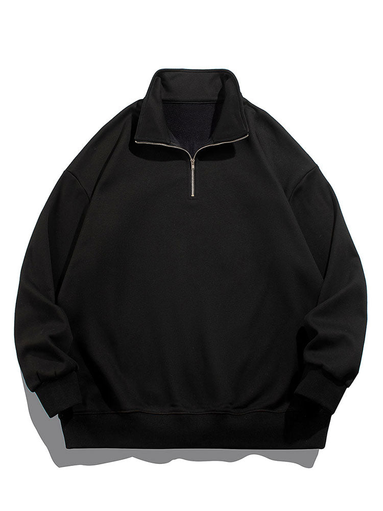 Half Zip Teddy Faux Fur Lined Sweatshirt